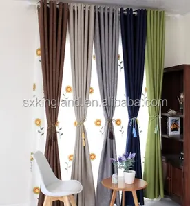 french door curtains Linen look blackout curtain