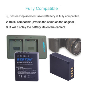 Beston 2 paket NP-W126 NP-W126S Şarj Edilebilir Lityum pil Paketi ve Çift USB taşınabilir pil şarjı için dijital kamera - Product Image 5