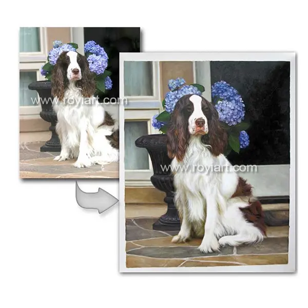 写真とデジタル画像からの犬のペットの油絵