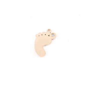 <span class=keywords><strong>Pendentif</strong></span> artisanal poli pour les pieds de bébé, fait à la main, avec strass, en acier inoxydable, 1 pièce, 21.5x15mm - Product Image 6