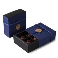 Impressão de logotipo personalizada retangular luxo, casamento, pequena caixa de presente de papel de fantasia, caixa de chocolate, embalagem com divisor de papel