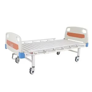 Barato manual Plana 1 manivela de plástico precios bajos cama de hospital foshan paciente función única de la cama médica con carril