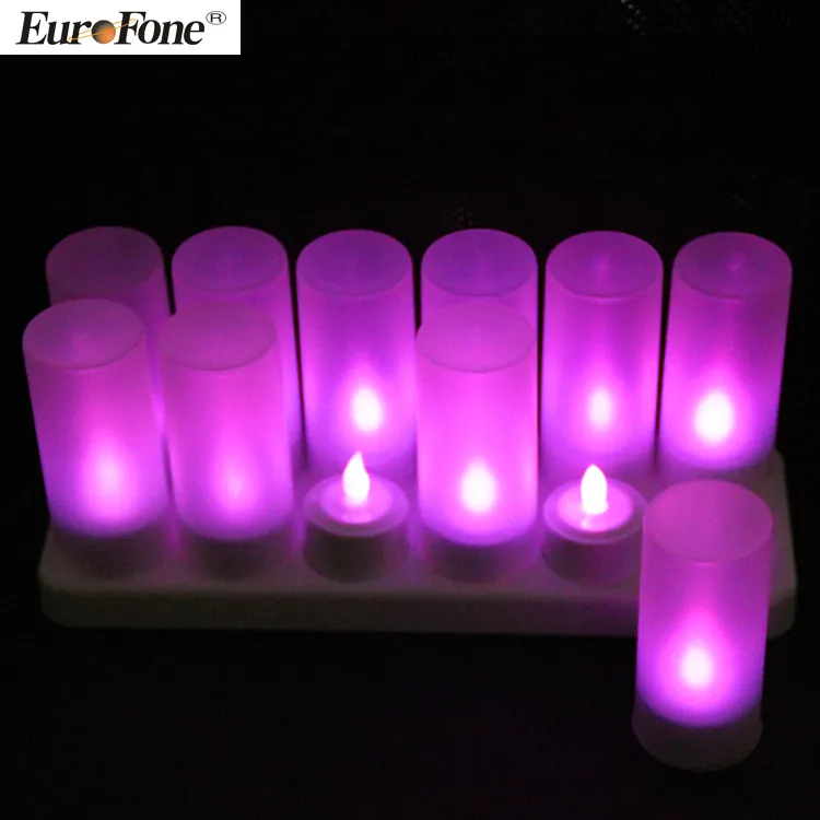 Wholesale Smokeless RGB Rechargeable Candle LED Light - 12pcs/set