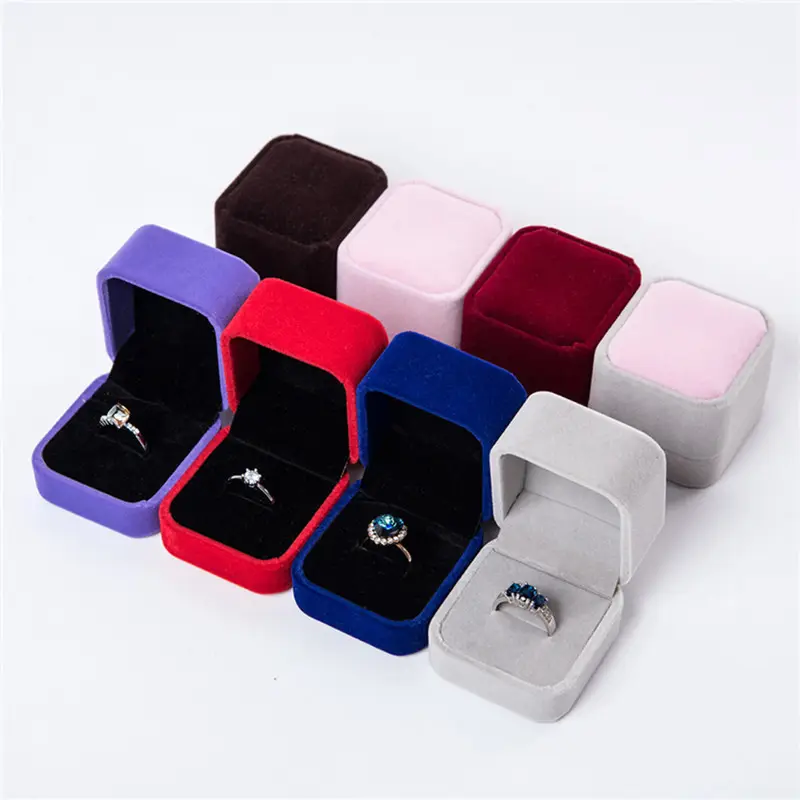 Caoshi Custom Design Sieraden Doos Bruiloft Engagement Fashion Gift Earring /Ring Pakket Box Fluwelen