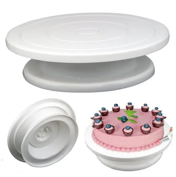 Soporte giratorio para Tartas, espátula giratoria de 11 pulgadas con 2 espátula para glaseado y más suave, para decoración de pasteles, color blanco