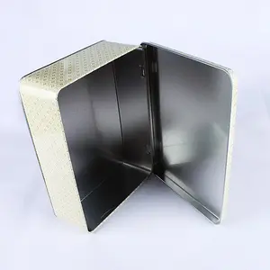 customized logo large rectangle metal tin box for cosmetic packaging