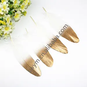 Wholesale Gold Tip Goose Feathers DIY Handmade Crafts Painted Gold Goose Plumes