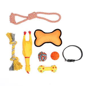 جرو لعب ربطة هدايا القطن لعبة حبل الفينيل دمية على شكل كلب طوق الحيوانات الأليفة تشكيلة
