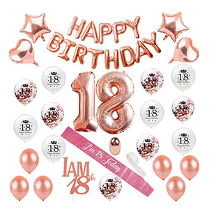 Birthday Decorations Sweet 18th Birthday Theme Party Supplies Party Decorations Rose Gold Happy Birthday Banner Balloons