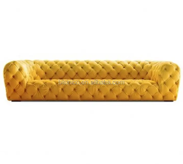 Neueste Entwickelt American Retro <span class=keywords><strong>Stoff</strong></span> Gelb Pull Schnalle Antiken Tufted Chesterfield-<span class=keywords><strong>Sofa</strong></span> Set Angepasst <span class=keywords><strong>Sofa</strong></span> BF08-10026C