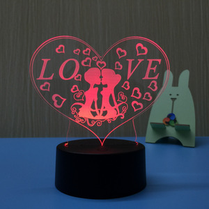 Creativo 3D ilusión <span class=keywords><strong>Anime</strong></span> acrílico 7 colores Sensor táctil interruptor negro Base colorida noche luz mesa escritorio lámpara de Navidad - Product Image 2
