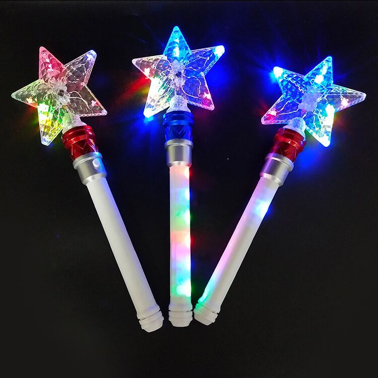 Customized Concert Party Supplies Light up Star Fairy Spinning Wand Colorful Music LED Spinning Stick Wand