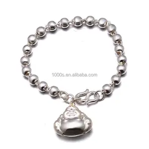 Free Sample Dropshipping Latest design 990 sterling silver bead bracelet, baby buddha statues charm bracelet for sale