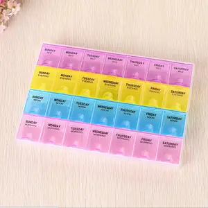 High quality Weekly 28 Compartment Plastic Pill box Medicine Storage Case