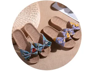 Summer new fashion shavings thick base non-slip indoor EVA linen anti- slip casual flip flops sandals for women