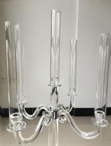 Pujiang ใหม่มาถึง 5 แขนสูงโปร่งใสคริสตัล candelabra