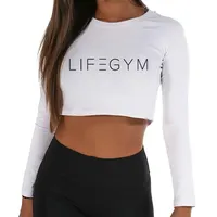 Femminile Fitness Athletic Crop Top T Shirt A Manica Lunga Delle Donne di Sport di Allenamento Crop Commercio All'ingrosso