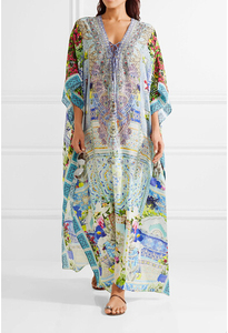 2017 Nueva moda floral <span class=keywords><strong>vestidos</strong></span> de gran tamaño de flores blancas y anaranjadas <span class=keywords><strong>vestidos</strong></span> maxis - Product Image 3
