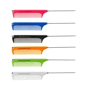 Stainless Steel Rat Tail Metal Handle Weaving Hair Comb Barbershop Professional Comb For Cutting