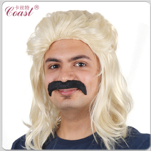<span class=keywords><strong>Parrucca</strong></span> <span class=keywords><strong>Corta</strong></span> Bionda Sintetica Resistente al Calore con Baffi per <span class=keywords><strong>Uomo</strong></span>, per Feste di Carnevale e Halloween - Product Image 1