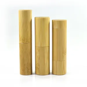 Toptan özel yapılmış ambalaj eko boş bambu ahşap 3 ml 3g 5ml5g ruj tüpü