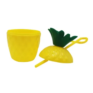 plastic pineapple cup Promotional fruit shaped colorful 2020 hot sale pineapple emboss plastic cup