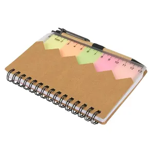 Pribadi Memo Pad Kertas Daur Ulang Notebook Spiral Mini Notebook dengan Pena Sticky Notes