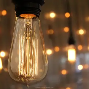 60 watt Squirrel Cage Filament 120 volts Dimmable 230 Lumens E26 ST58 Teardrop Top Vintage Antique Edison Light Bulbs