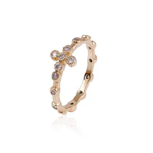 14940 फैशन पार आभूषण अंगूठी, लड़कियों के धर्म 18 k सोने की हीरे की जिक्रोन स्टोन फिंगर रिंग्स