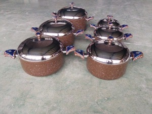 6PCS ALUMINUM MARBLE PAINTING NON STICK COOKWARE SET 20-30CM <strong>SAUCE</strong> <strong>POT</strong> - Product Image 6