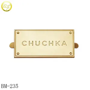 Metal Name Plates For Handbags Custom Rectangle Letter Handbag Metal Badge Plate Handmade Brand Gold Label Logos For Luggage Hardware