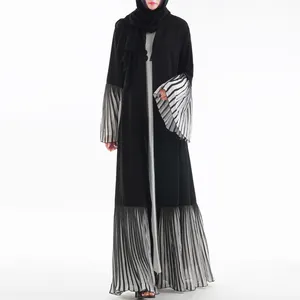 Plus la taille des femmes vêtements islamiques luxe trompette manchette plissée robe musulmane abaya