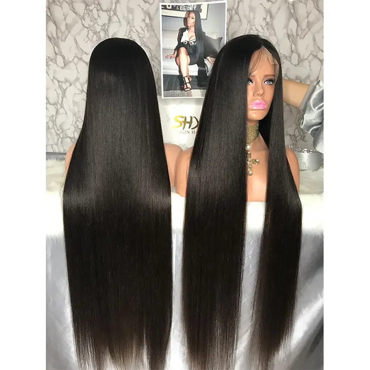 Virgin Unprocessed Undetectable Full Lace Wig Perruque Indetectable With Baby Hair Long Straight Full Lace Front Wigs