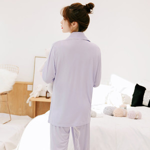 Wholesale Luxury Korean Silk Women's Sleepwear Solid Color Viscose Bamboo Pajamas <strong>Thermal</strong> for Summer - Product Image 4