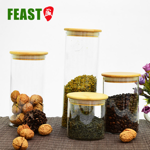 Cocina hermética <span class=keywords><strong>de</strong></span> alimentos personalizada, tuerca <span class=keywords><strong>de</strong></span> té <span class=keywords><strong>de</strong></span> flores con tapa <span class=keywords><strong>de</strong></span> bambú, tarro <span class=keywords><strong>de</strong></span> almacenamiento <span class=keywords><strong>de</strong></span> <span class=keywords><strong>vidrio</strong></span> - Product Image 1