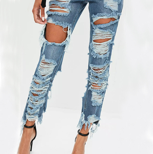<span class=keywords><strong>Jeans</strong></span> Strappati Alla Moda per Ragazze, Pantaloni Denim Danneggiati Stile Distressed per Donne di Guangzhou - Product Image 2