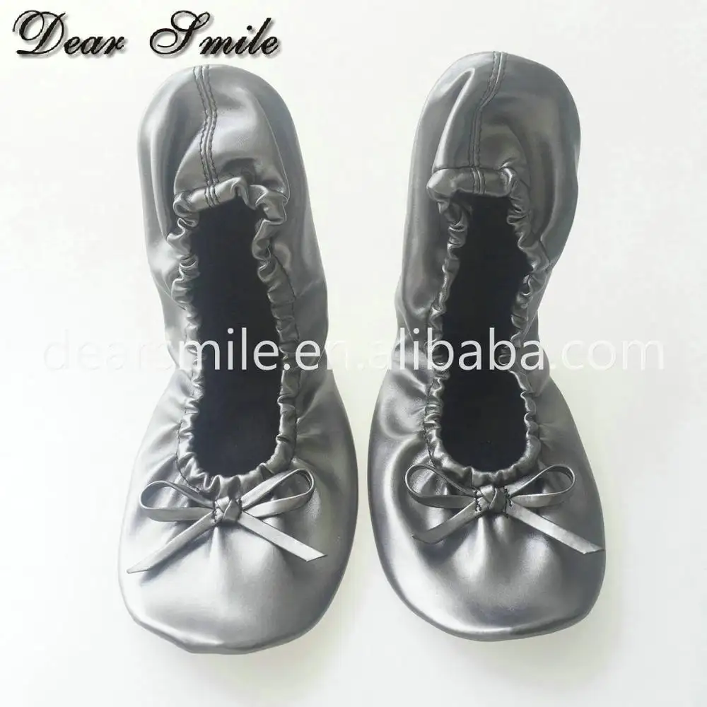 Portable women foldable ballet flat travel ballerina foldable shoes carrying purse