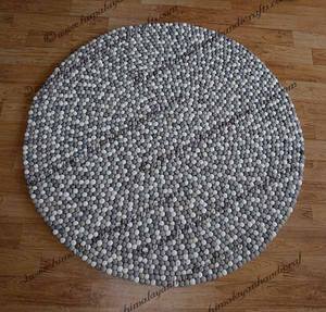 Alfombra de Lana Hecha a Mano con Bolas de Fieltro, Alfombra Redonda de Algodón para Sala de Estar, Alfombra de Lana de Fieltro Hecha a Mano Multicolor / Bolas de Fieltro Tejidas a Mano NP - Product Image 3