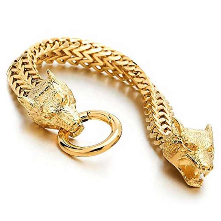 Collar Dije Cabeza Lobo Cadena Vikingo Color Hierro Hombre | Cuotas Sin Interés