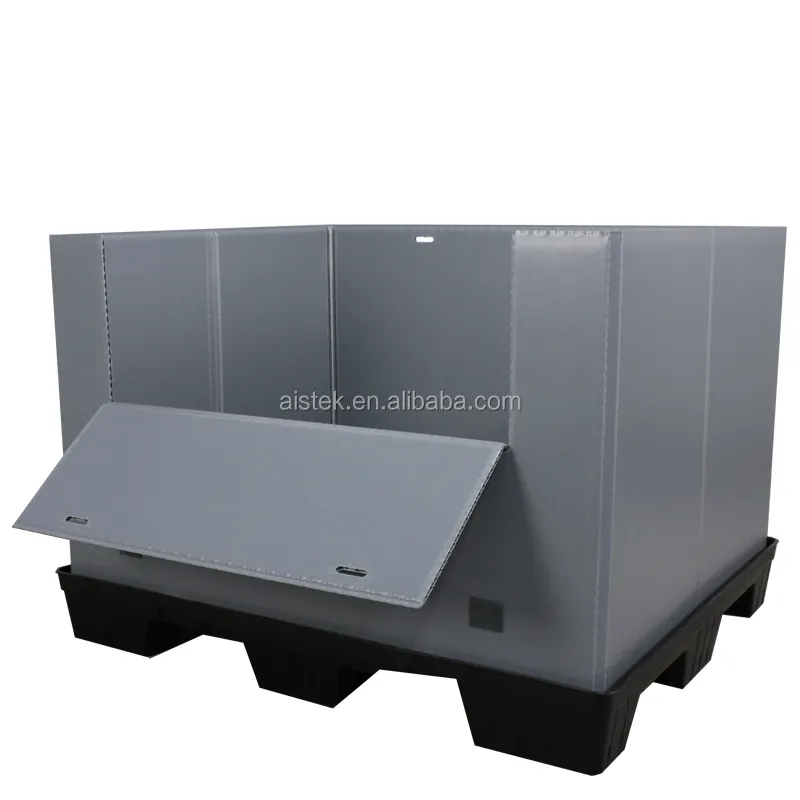 recyclable corrugated plastic pp sleeves foldable box with pallet and lid