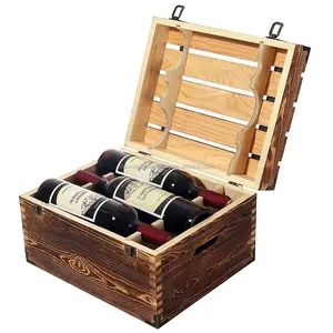 lightweight pine 6 bottle wood wine box