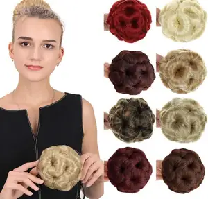 Xinran — Chignon synthétique en Fiber de haute température, postiche de cheveux bouclés, toupet donuts, Chignon, pour femmes, avec Clip