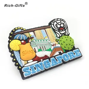 Custom Soft Rubber PVC Souvenir Fridge Magnet For Singapore