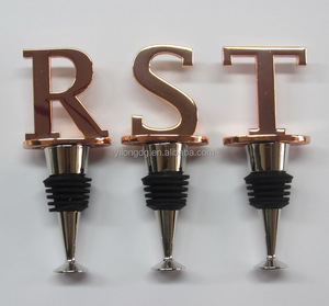 Tapones de vino de aleación de zinc con alfabeto dorado rosa, juego de 26 letras, sello de silicona de grado alimenticio, regalo personalizado para Bar - Product Image 4