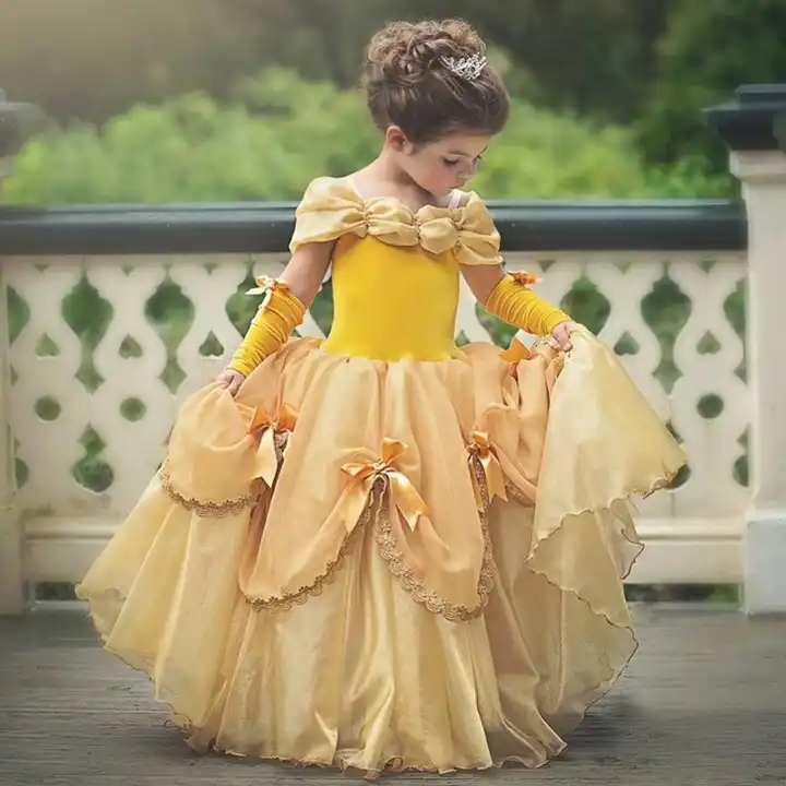 Buy Girls Yellow Dress With Net Layered Cape Online - Aurelia