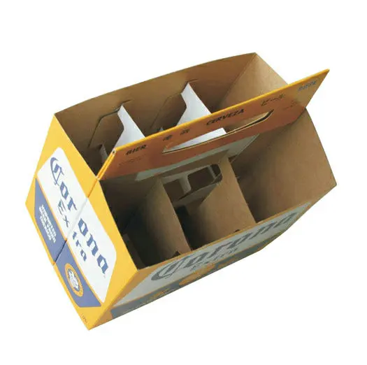 Картонная коробка для вина с логотипом на заказ, 6 упаковок, оптовая продажа, Дешевая портативная ручка, упаковка из гофрированной бумаги, 6 бутылок, переноска для пива