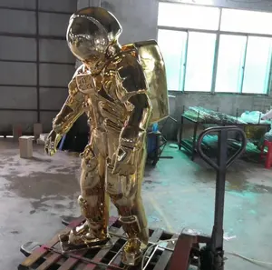 Personagem do filme cor cromada galvanizada esculturas de astronauta fibra de vidro