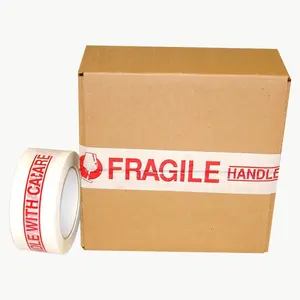 Fragile tape custom handle with care carton sealing printed packing tape white tape with red Fragile