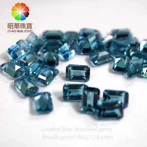 लंदन ब्लू nanosital पन्ना कट ढीला रत्न nanogems