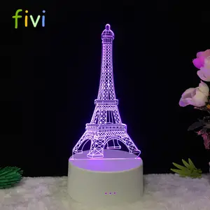 Amazing 3D Illusion Effect LED Night Light Tower LED Desk Table Night Light Lamp 7 Color Change Acrylic Press Lamp Kids Children